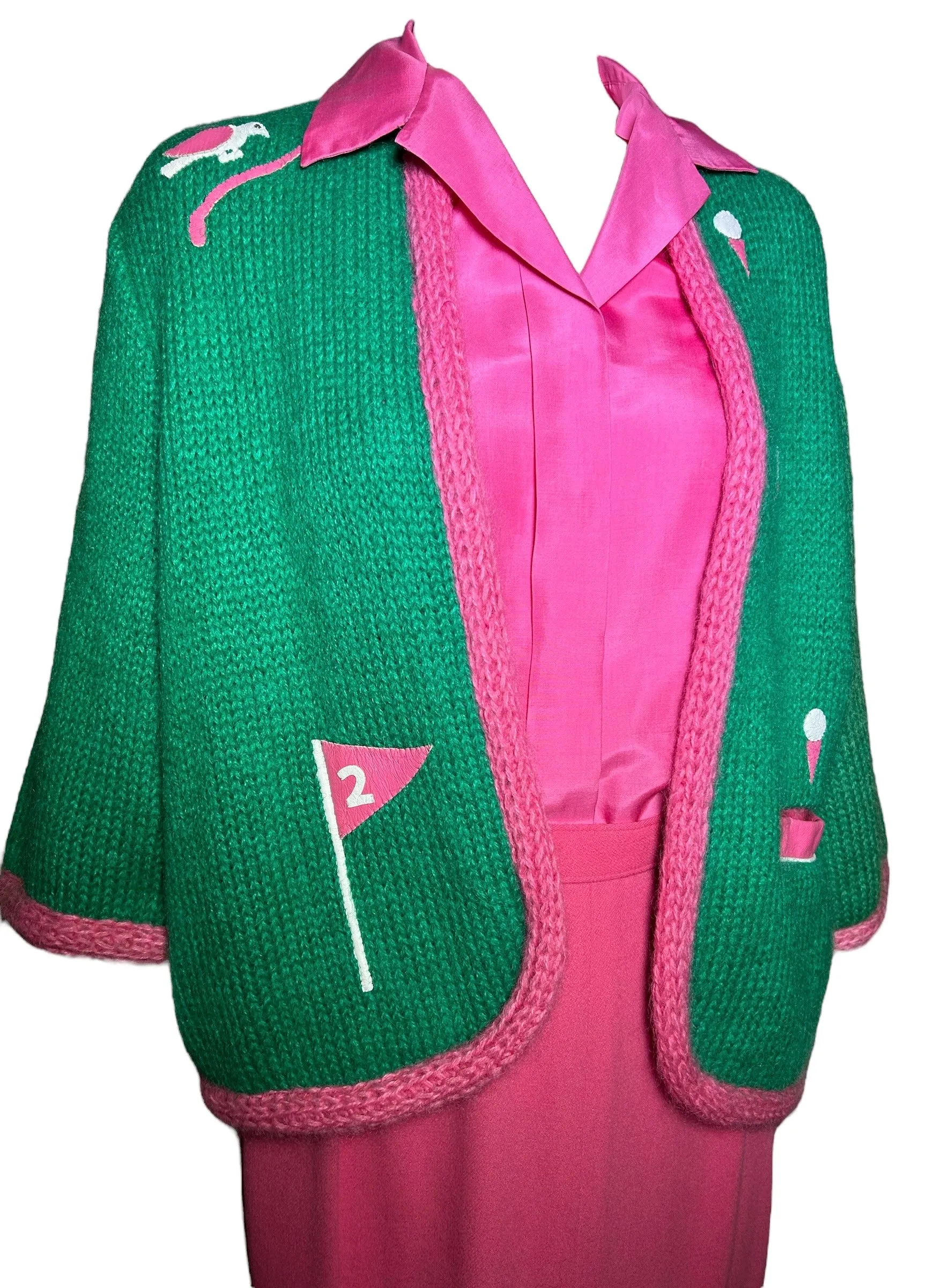 1950s Lee Herman 3-Piece Novelty Golf Ensemble Outfit with Knit Sweater