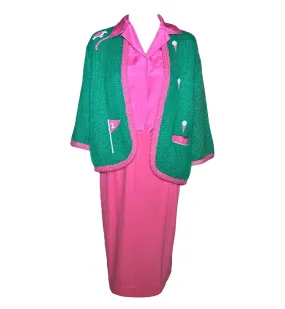 1950s Lee Herman 3-Piece Novelty Golf Ensemble Outfit with Knit Sweater