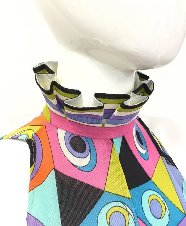 1960s Pucci Multicolored Geometric Tanning Mesh Swimsuit