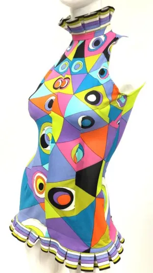 1960s Pucci Multicolored Geometric Tanning Mesh Swimsuit