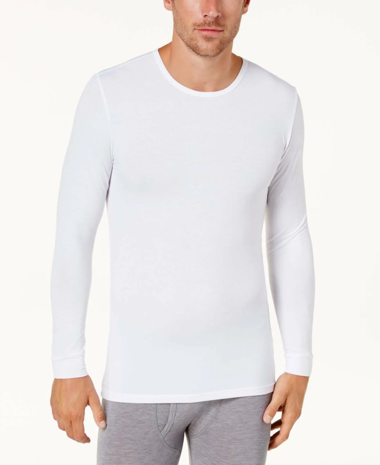 32 Degrees Men's Base Layer Crew Neck Shirt White