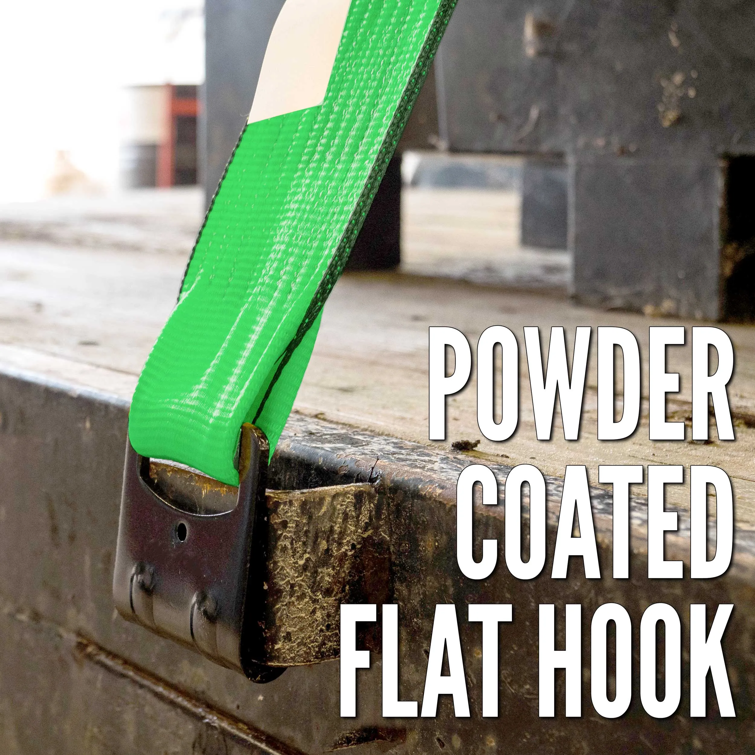 3" X 20' Winch Strap with Flat Hook | Green