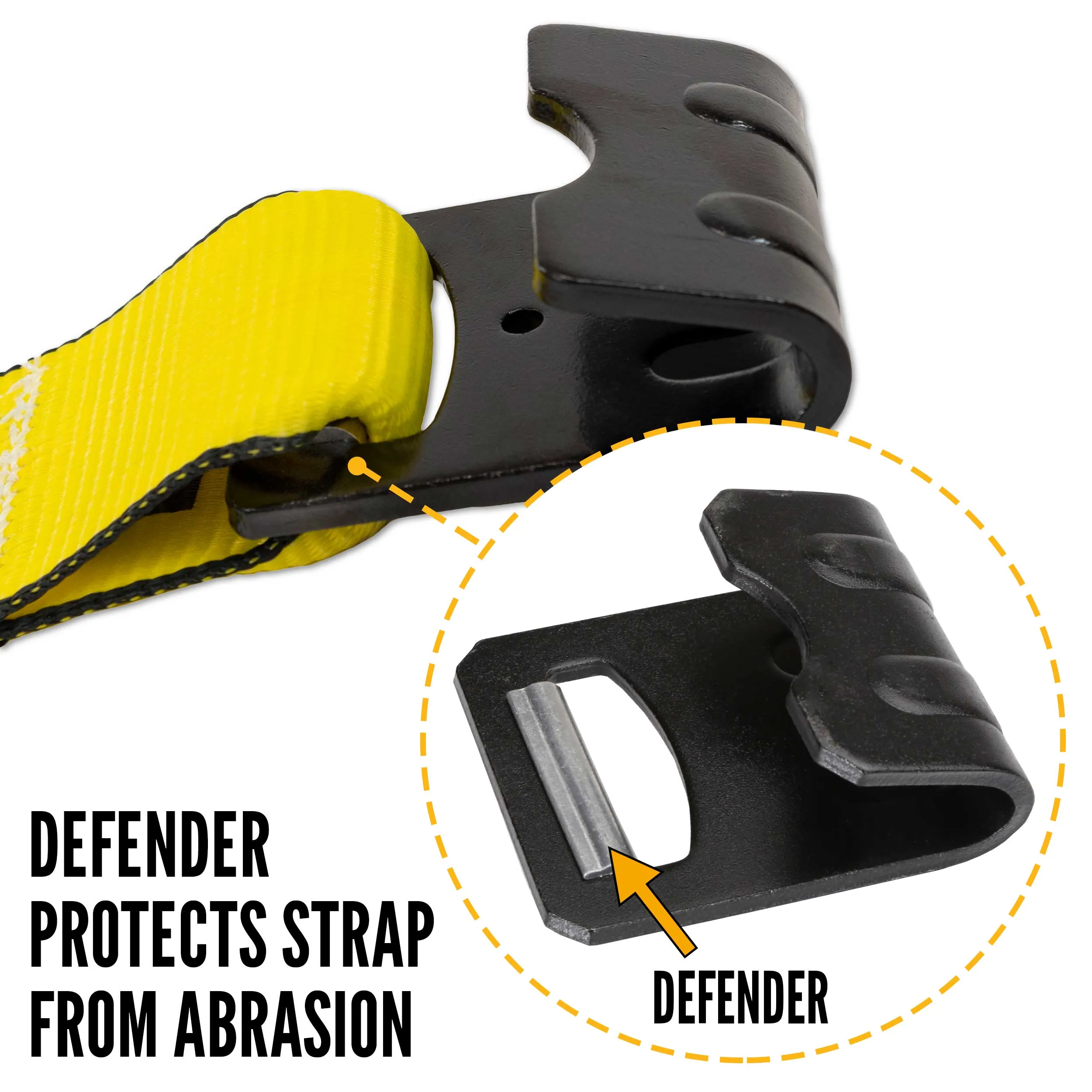 3" X 20' Winch Strap with Flat Hook | Yellow