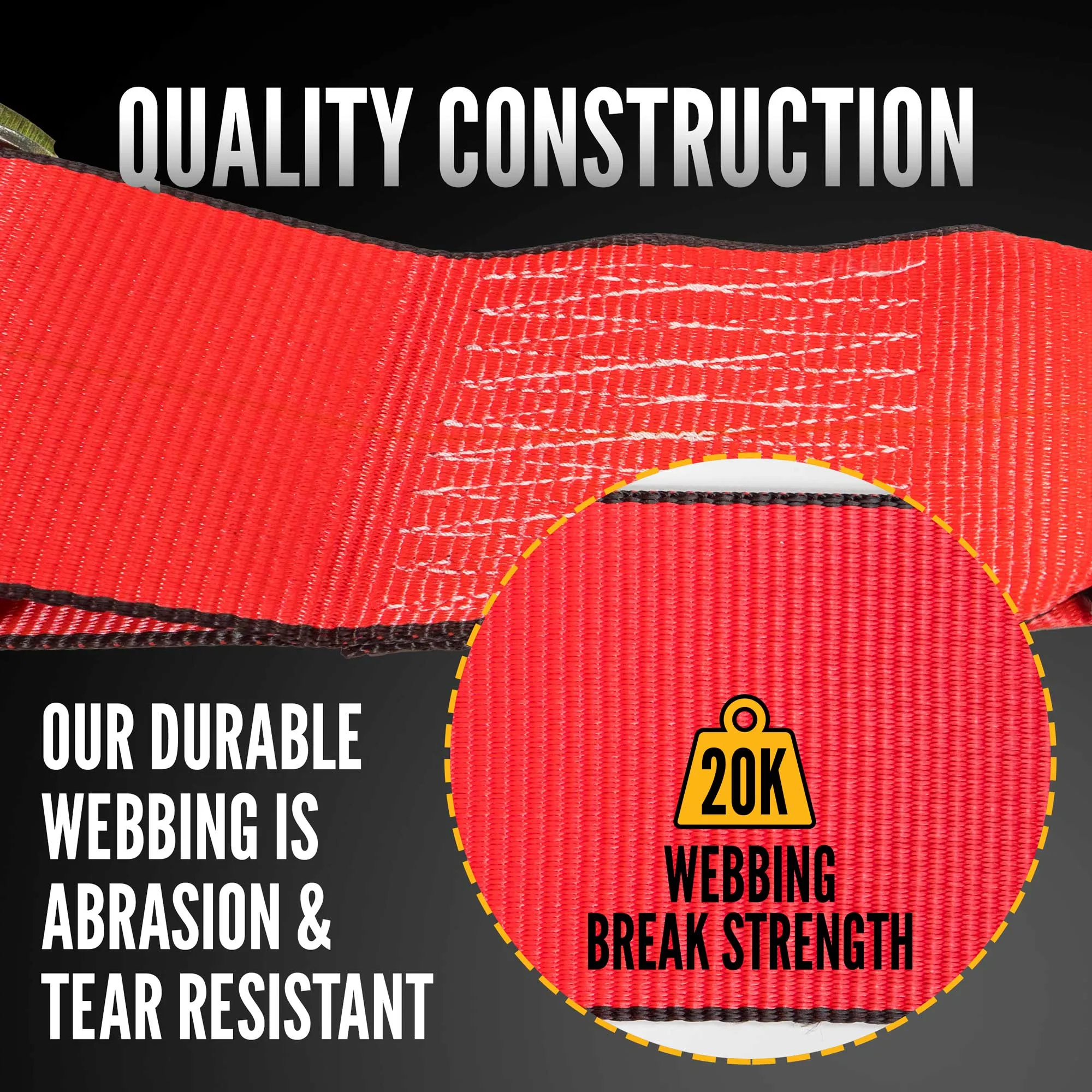 4" x 27' Winch Strap with Flat Hook | Red