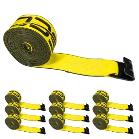 4" x 27' Winch Straps with Flat Hook - Box of 10 | Yellow