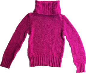 80s Barbie Pink Chunk Knit Turtleneck Sweater      M