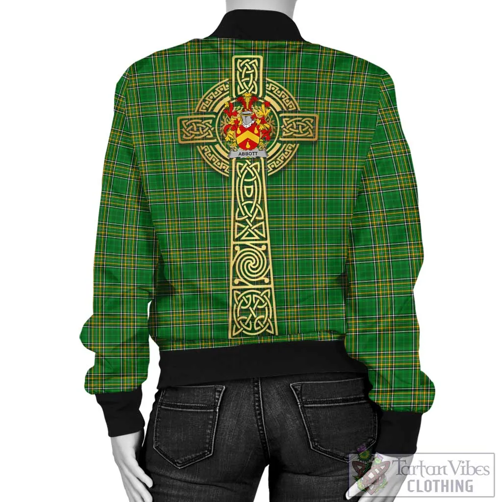 Abbott Irish Clan Tartan Bomber Jacket with Coat of Arms Celtic Tree of Life Style