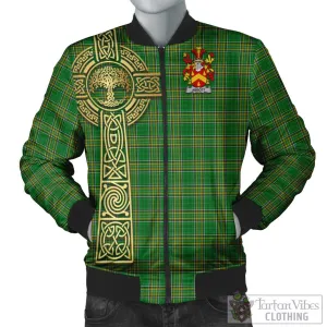 Abbott Irish Clan Tartan Bomber Jacket with Coat of Arms Celtic Tree of Life Style