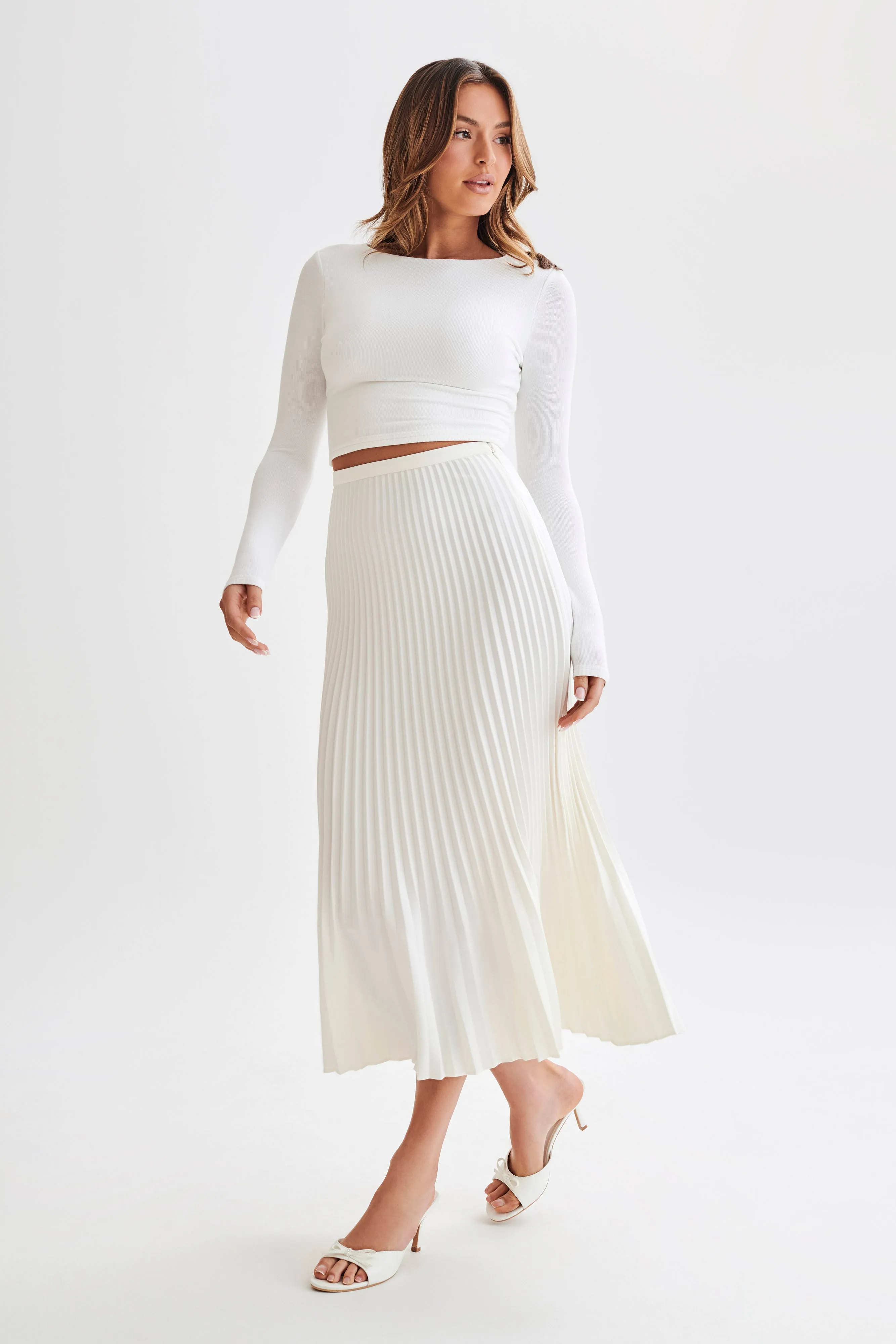 Abigail Long Sleeve Modal Top - White