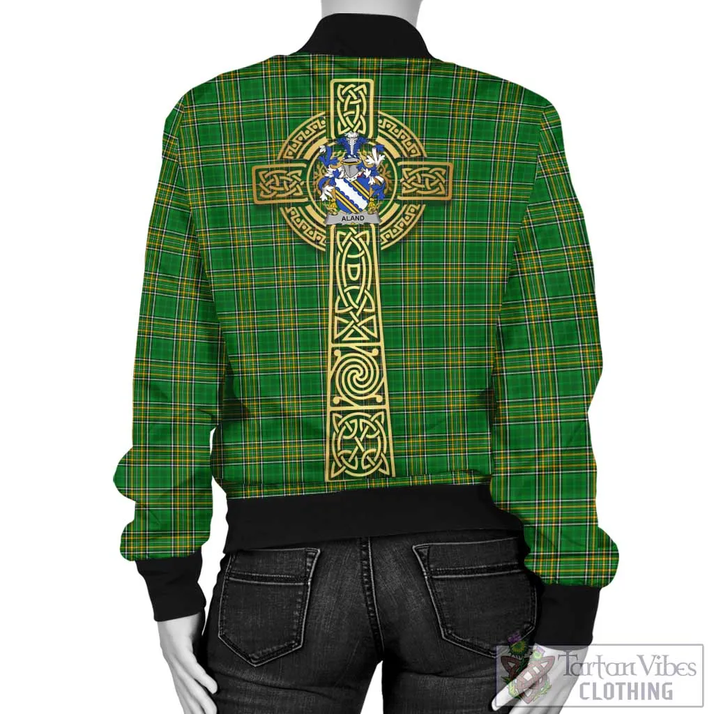 Aland Irish Clan Tartan Bomber Jacket with Coat of Arms Celtic Tree of Life Style