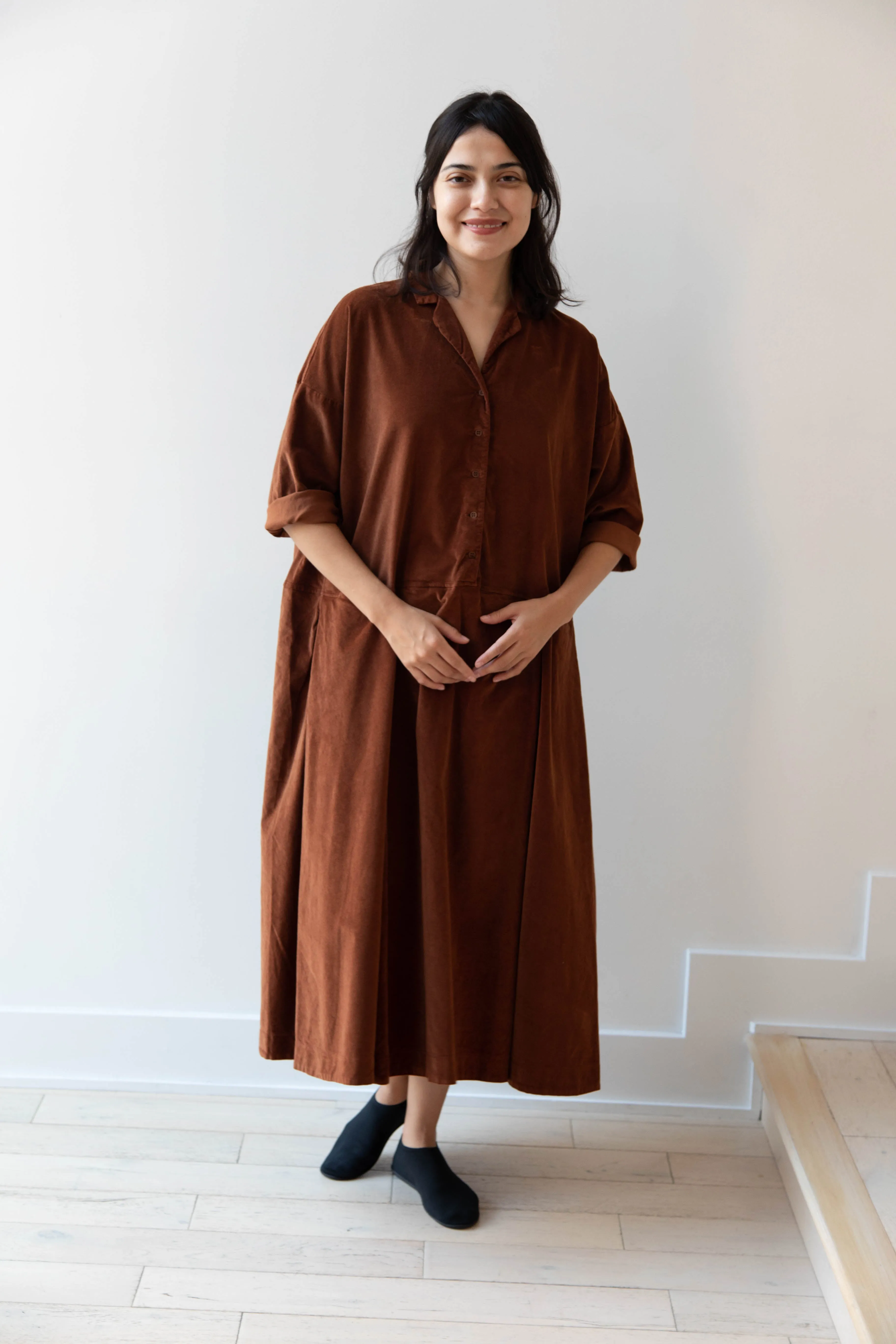 Album di Famiglia | Velvet Tailored Collar Dress in Rust