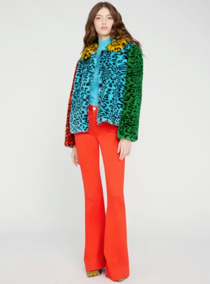 Alice   Olivia -AFaux Fur Coat in Multi