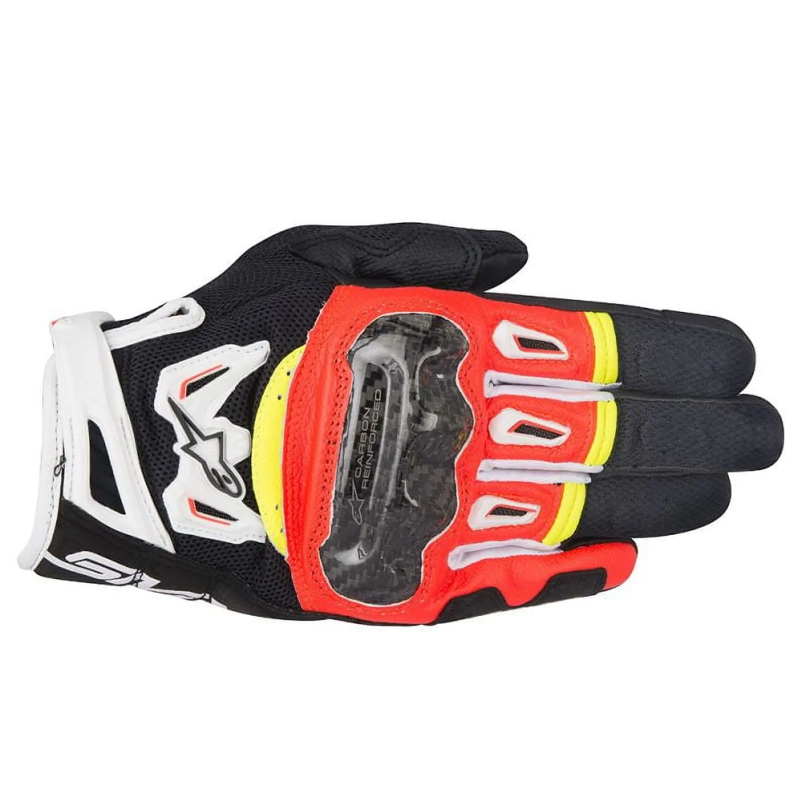 Alpinestars Men’s SMX-2 Air Carbon v2 Black, Fluorescent Red, White and Fluorescent Yellow Gloves