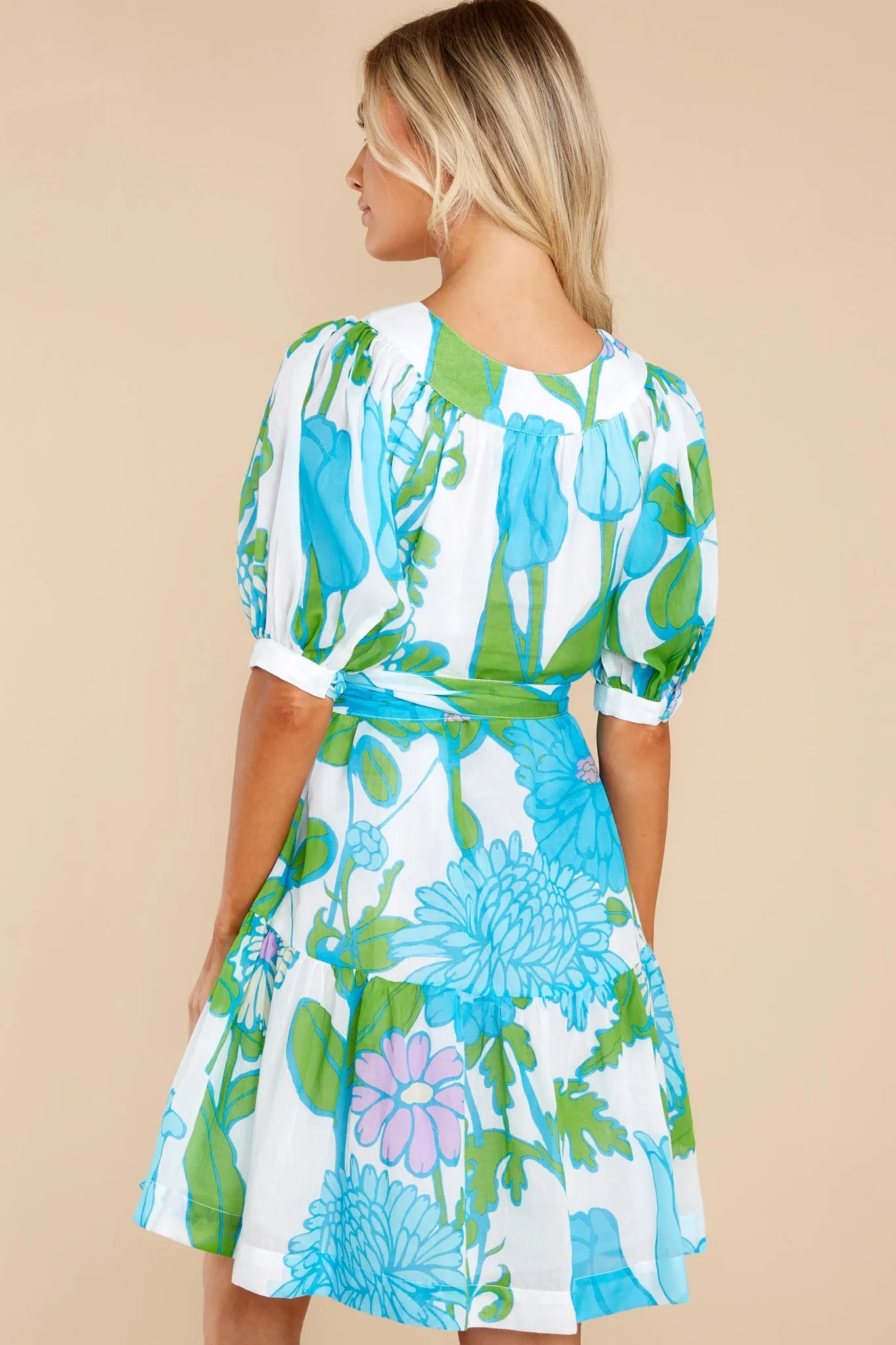 Anna Mod Floral Aqua Dress