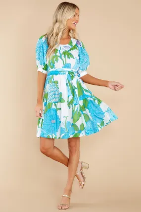 Anna Mod Floral Aqua Dress