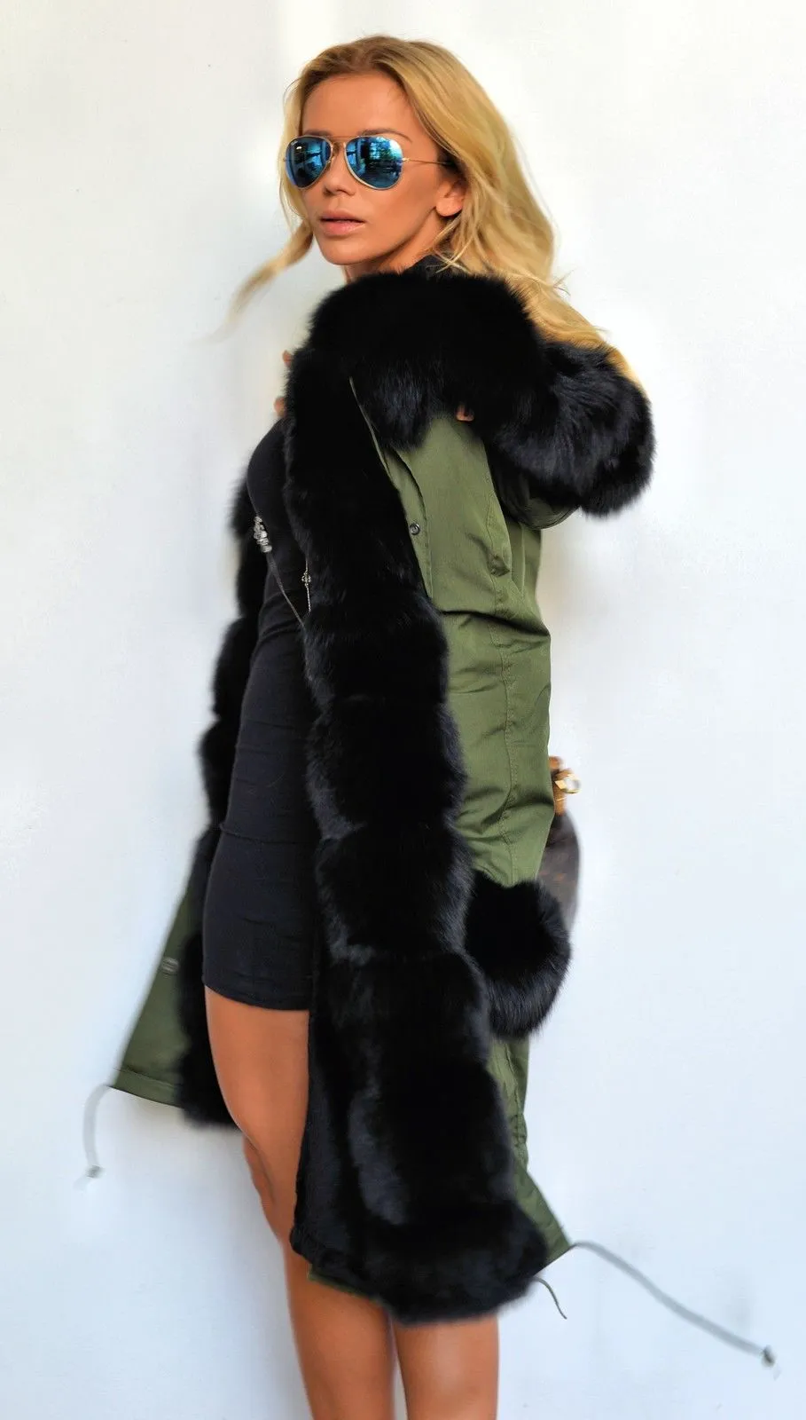 Aofur Women Winter Warm Thick Faux Fur Coat Hood Parka Long Jacket Size 8-18