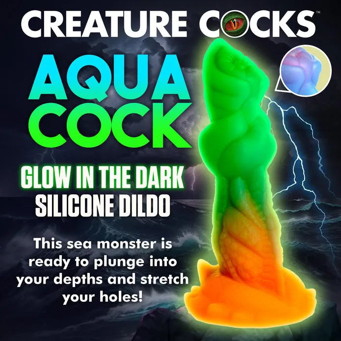 Aqua-Cock Glow-in-the-Dark Silicone Dildo by Creature Cocks