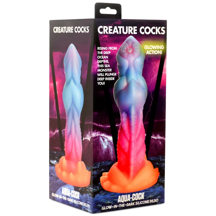 Aqua-Cock Glow-in-the-Dark Silicone Dildo by Creature Cocks