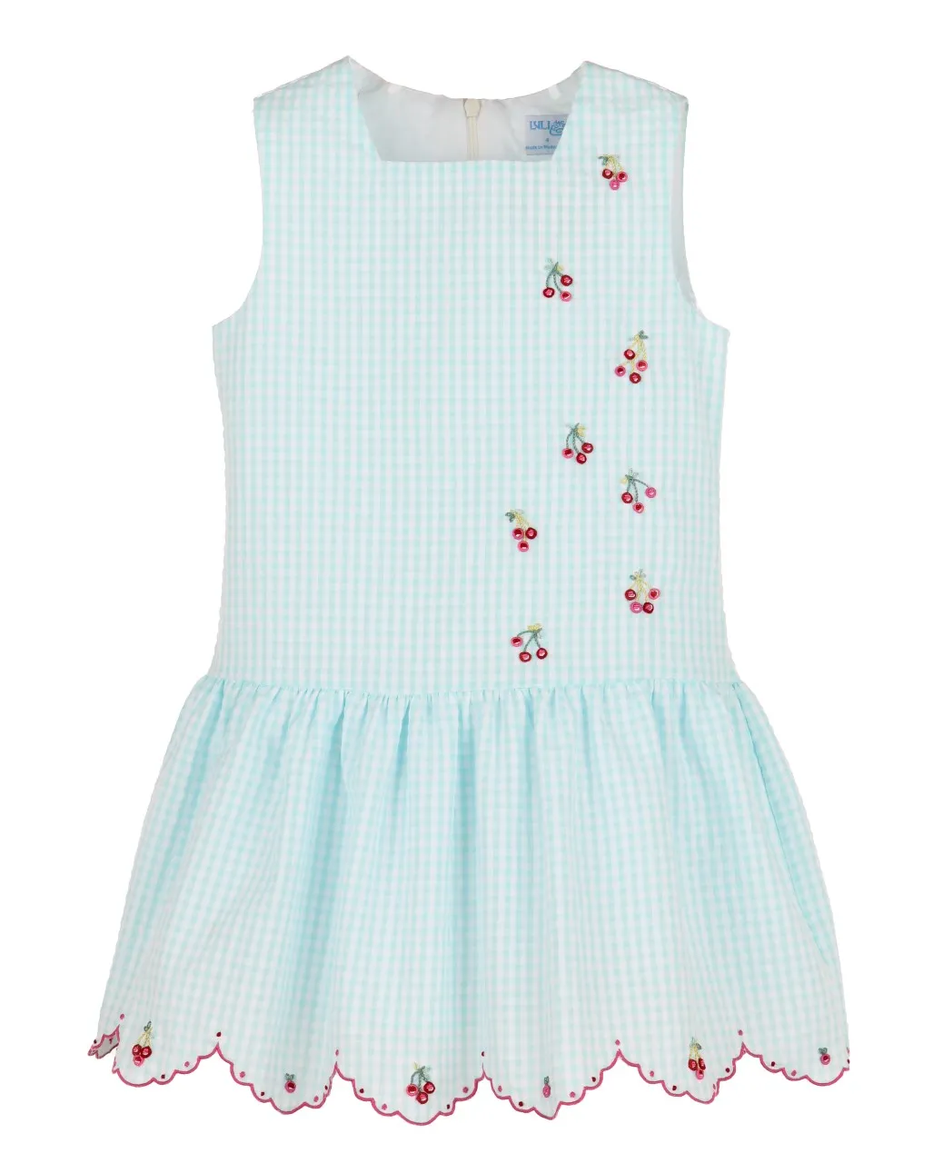 Aqua Embroidered Cherries Dress