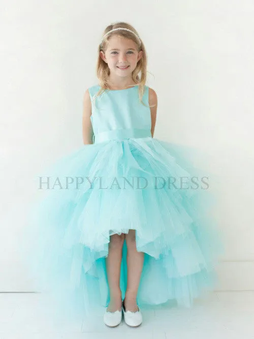 Aqua Tulle High-low Dress D4547