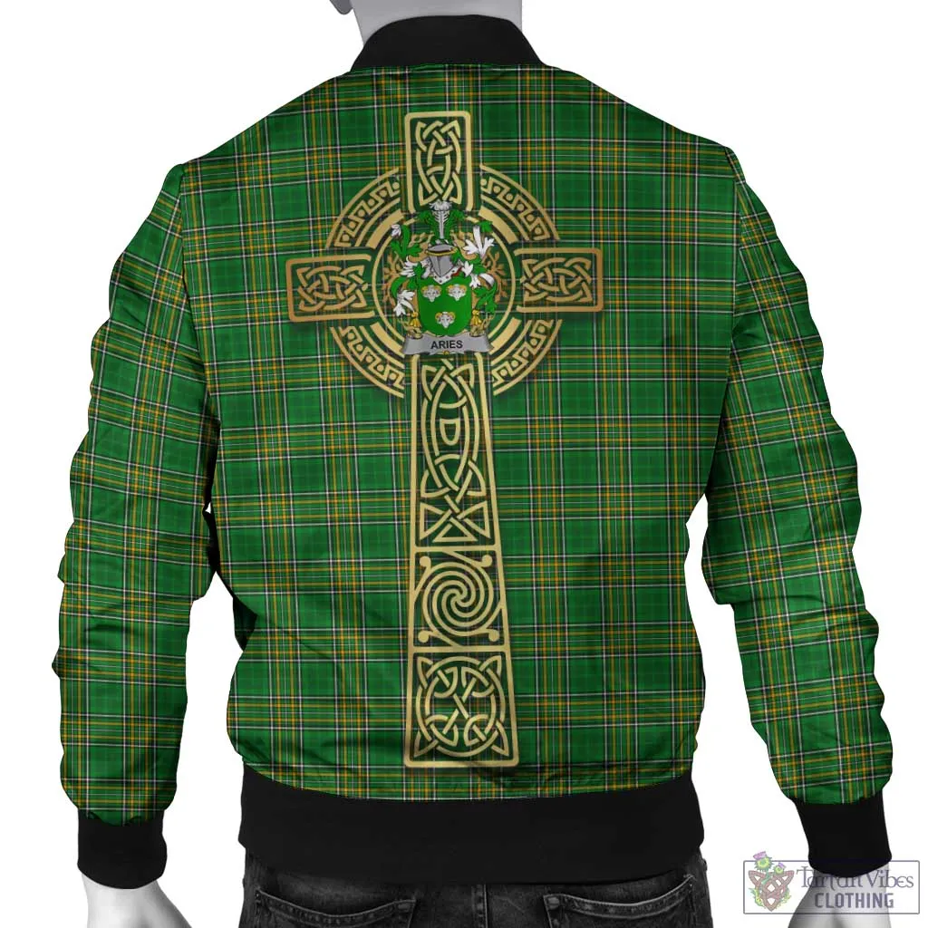 Aries Irish Clan Tartan Bomber Jacket with Coat of Arms Celtic Tree of Life Style