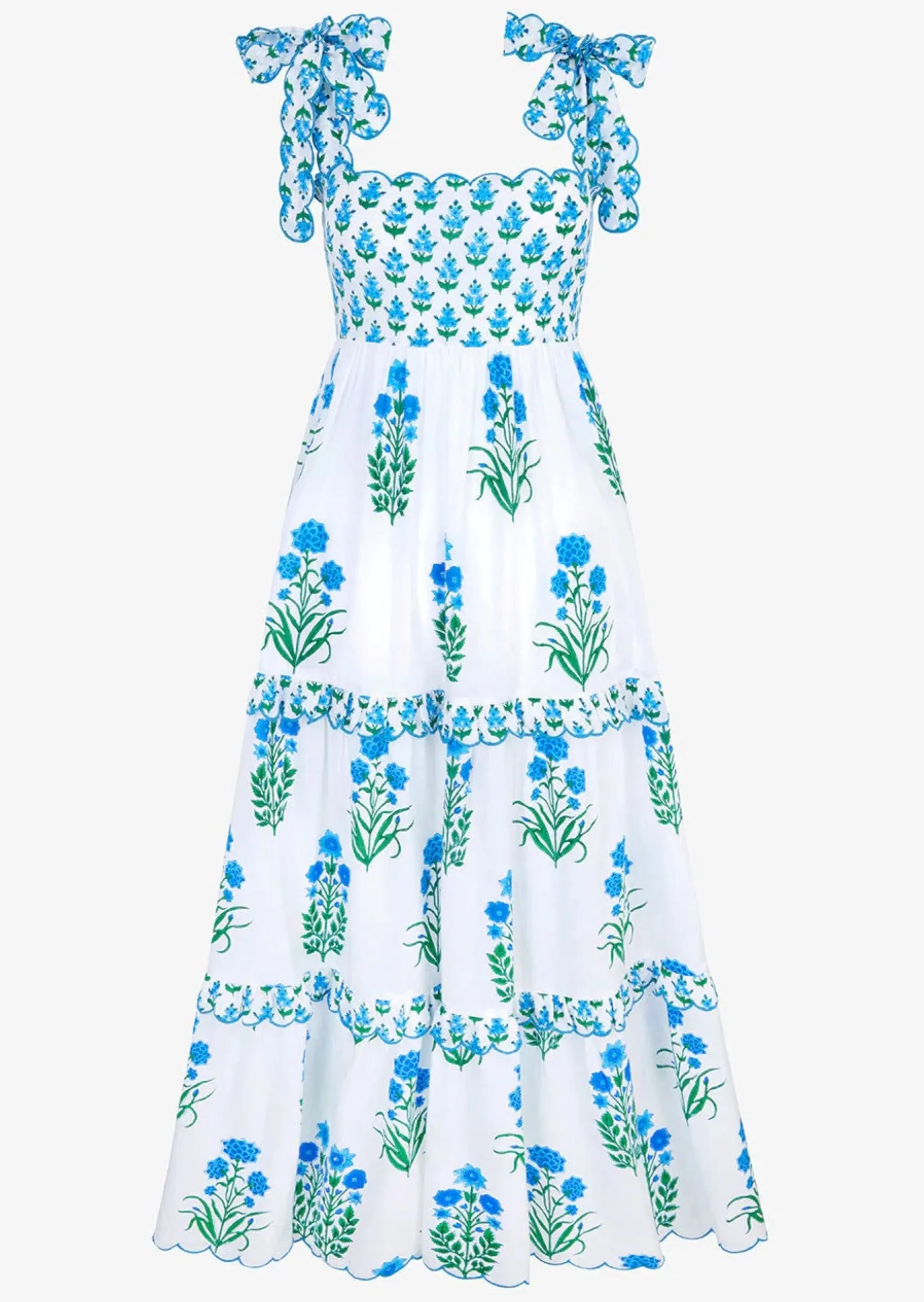 Athens Dress in Aqua Botanical