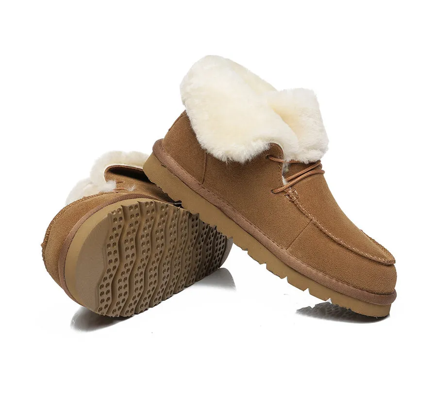 Australian Shepherd Women Mini Ugg Alaina Casual Ankle Ugg Boots with Wool Collar