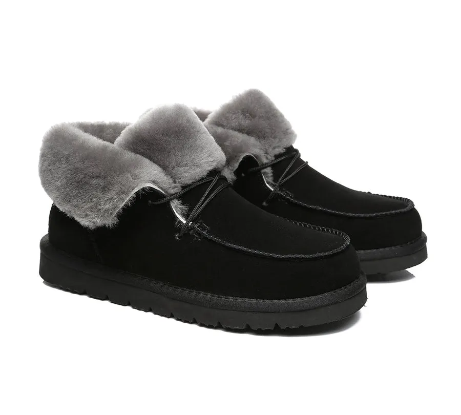 Australian Shepherd Women Mini Ugg Alaina Casual Ankle Ugg Boots with Wool Collar