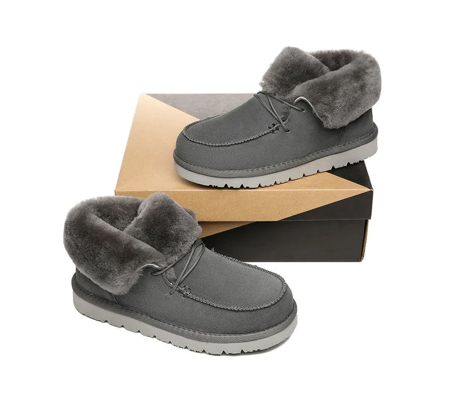 Australian Shepherd Women Mini Ugg Alaina Casual Ankle Ugg Boots with Wool Collar