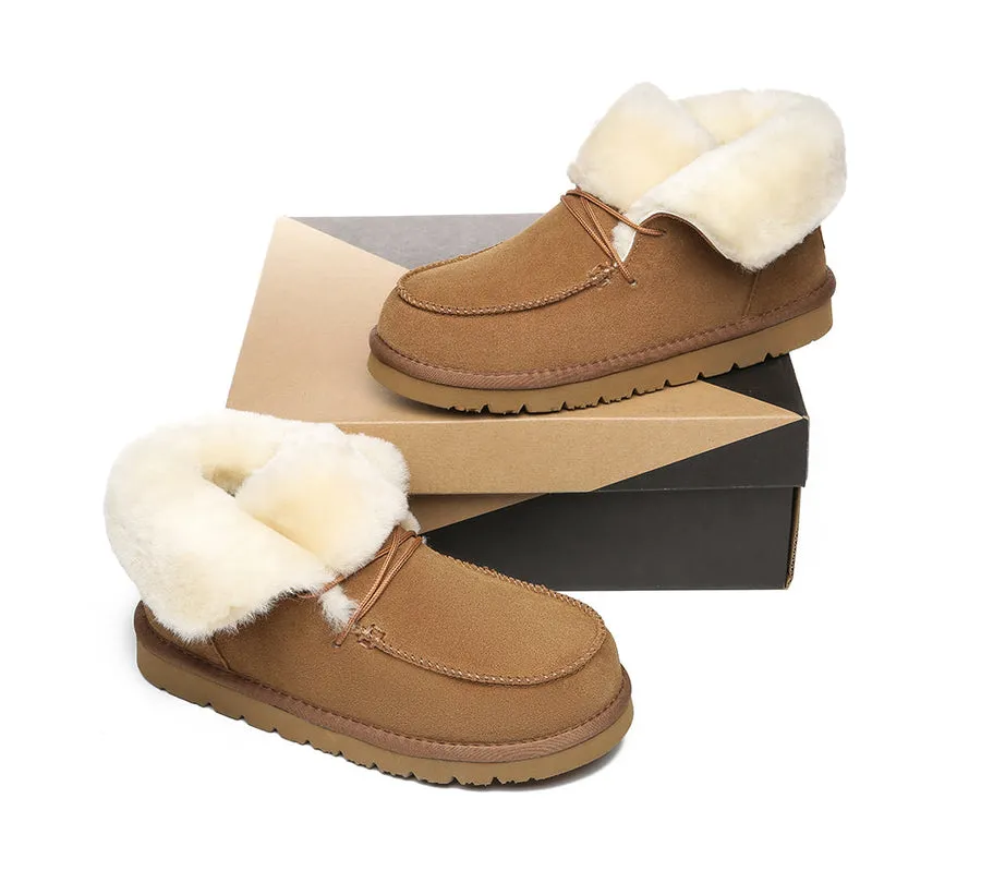 Australian Shepherd Women Mini Ugg Alaina Casual Ankle Ugg Boots with Wool Collar