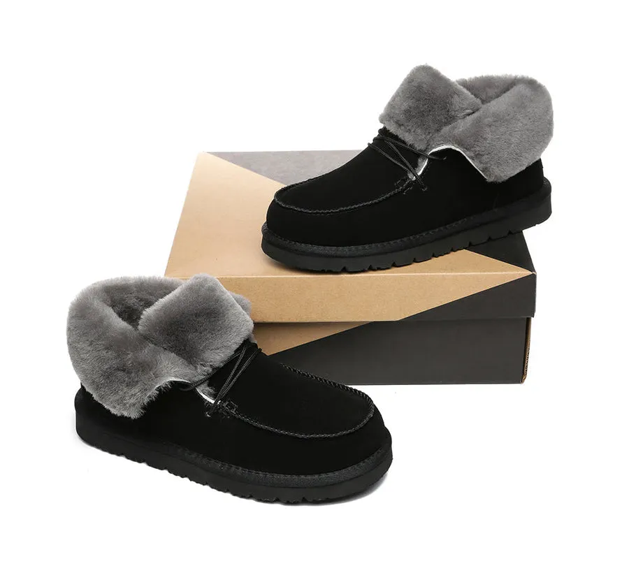 Australian Shepherd Women Mini Ugg Alaina Casual Ankle Ugg Boots with Wool Collar