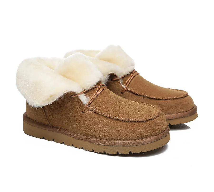 Australian Shepherd Women Mini Ugg Alaina Casual Ankle Ugg Boots with Wool Collar