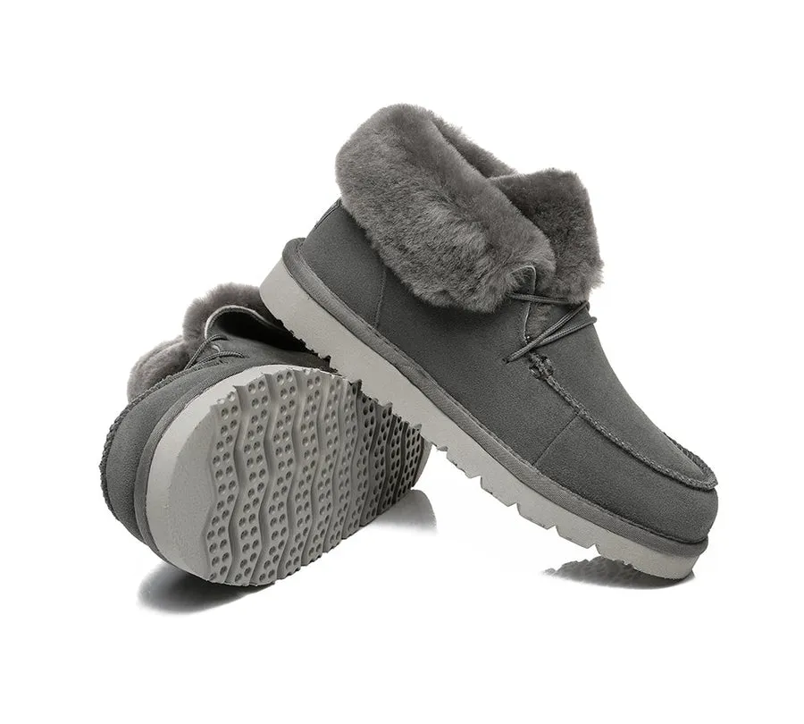 Australian Shepherd Women Mini Ugg Alaina Casual Ankle Ugg Boots with Wool Collar