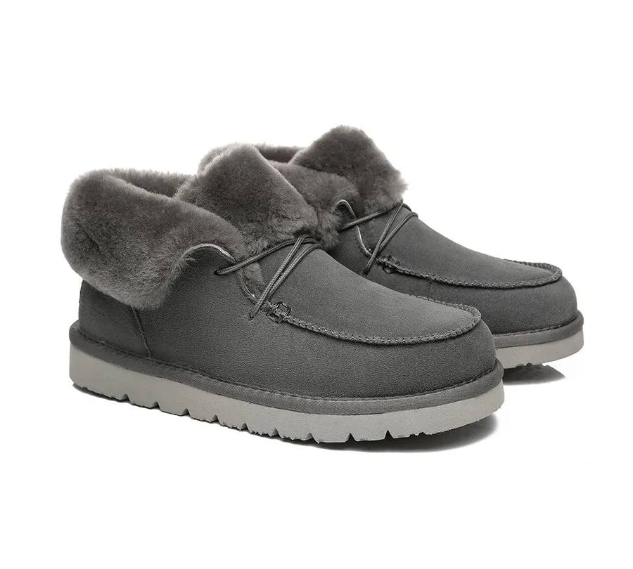 Australian Shepherd Women Mini Ugg Alaina Casual Ankle Ugg Boots with Wool Collar