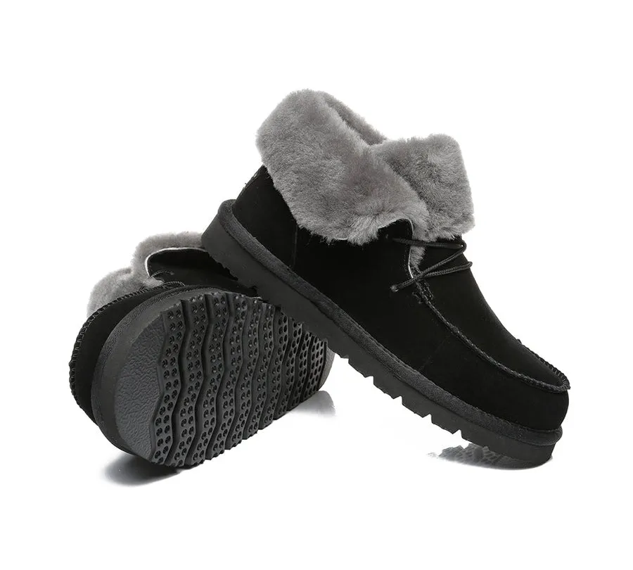 Australian Shepherd Women Mini Ugg Alaina Casual Ankle Ugg Boots with Wool Collar