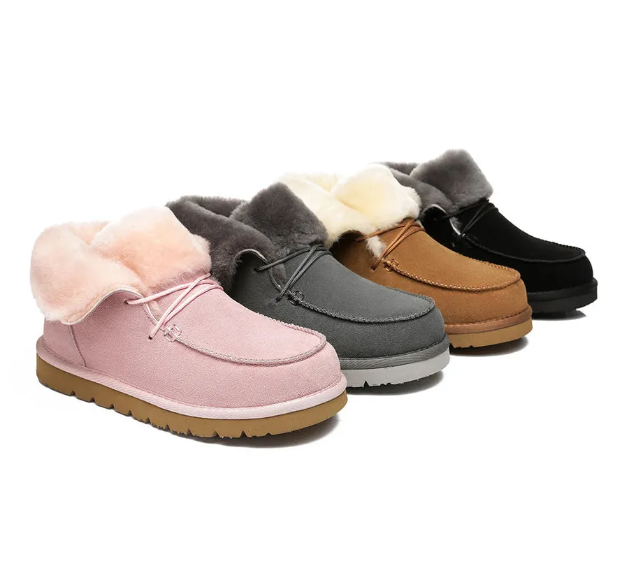 Australian Shepherd Women Mini Ugg Alaina Casual Ankle Ugg Boots with Wool Collar