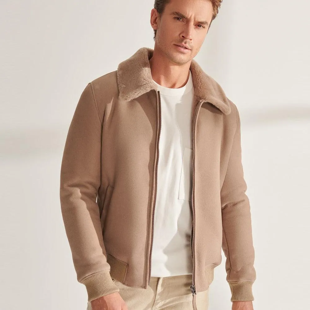 B3 Aviator Shearling Leather Bomber Jacket for Men