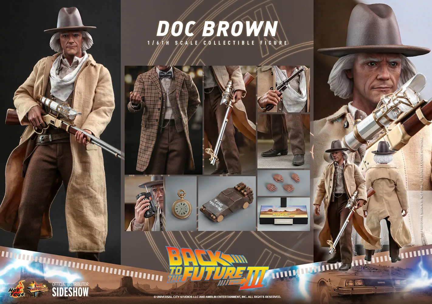 back to the future 3: doc brown 1:6 scale figure  figurines  movies  figure