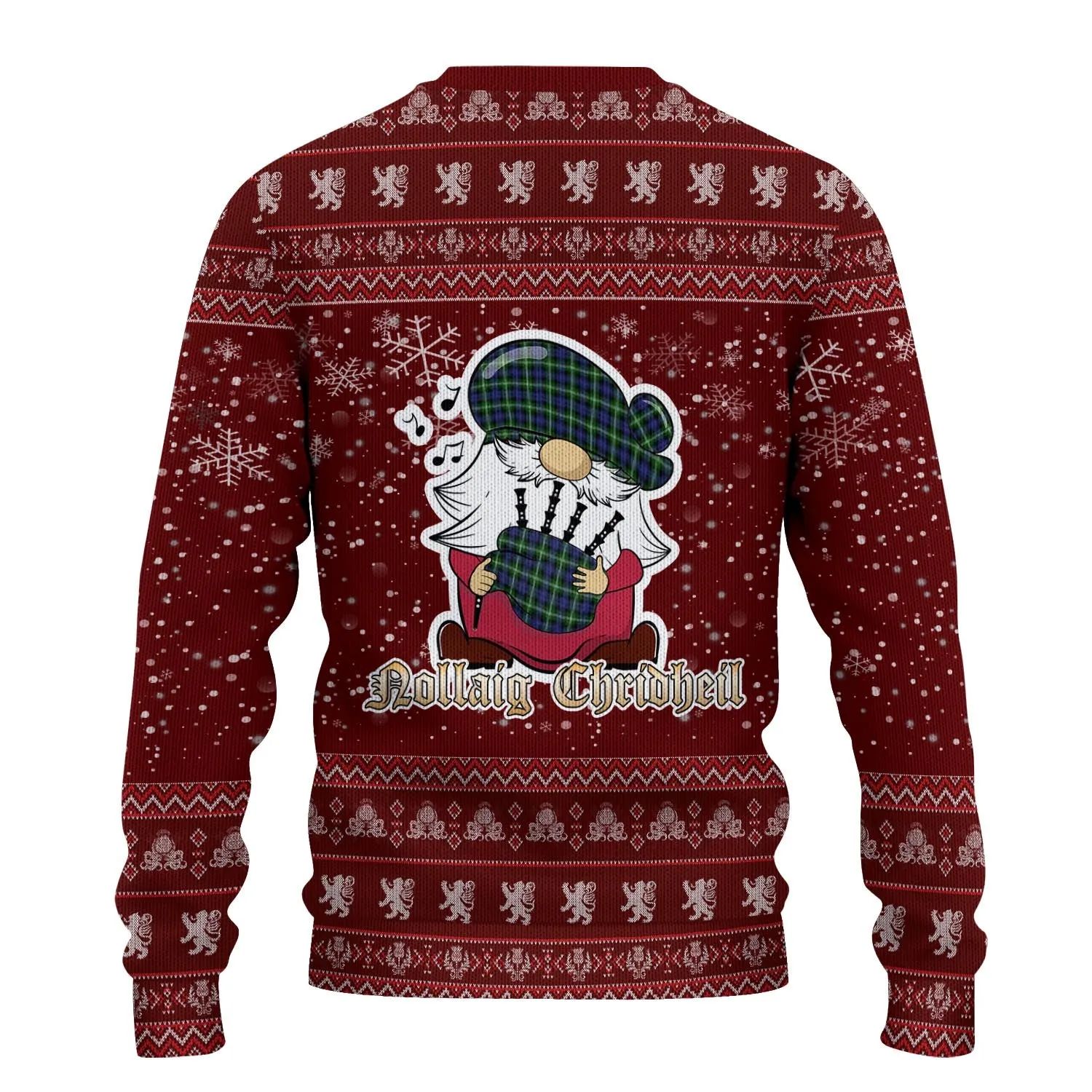 Baillie (Bailey) Clan Christmas Family Ugly Sweater with Funny Gnome Playing Bagpipes