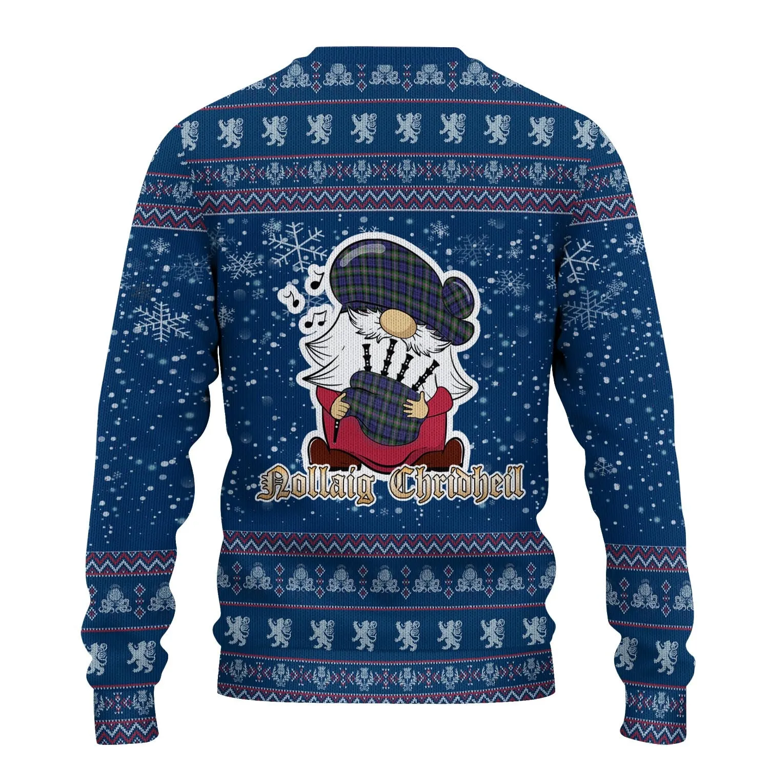 Baird Modern Clan Christmas Family Ugly Sweater with Funny Gnome Playing Bagpipes