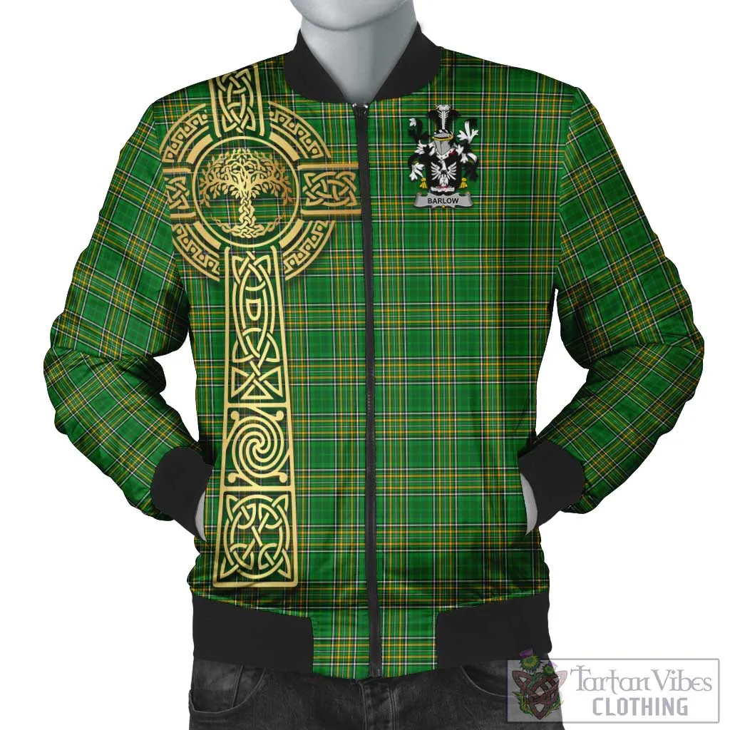 Barlow Irish Clan Tartan Bomber Jacket with Coat of Arms Celtic Tree of Life Style