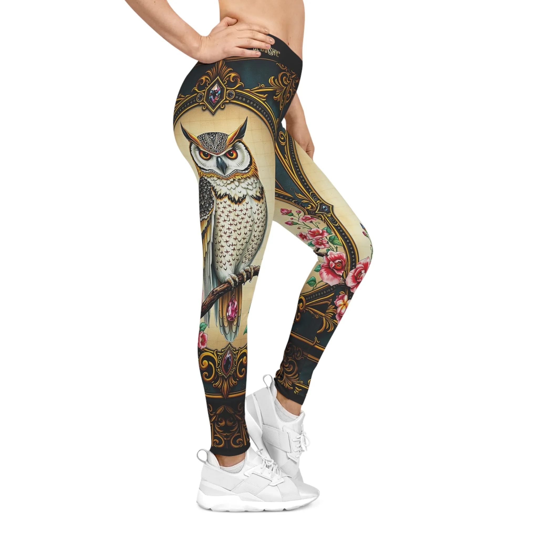 Baroque Owl Leggings Women Casual Wear Spandex Leggings Owl Printed Leggings Women Lounge Wear | X3493