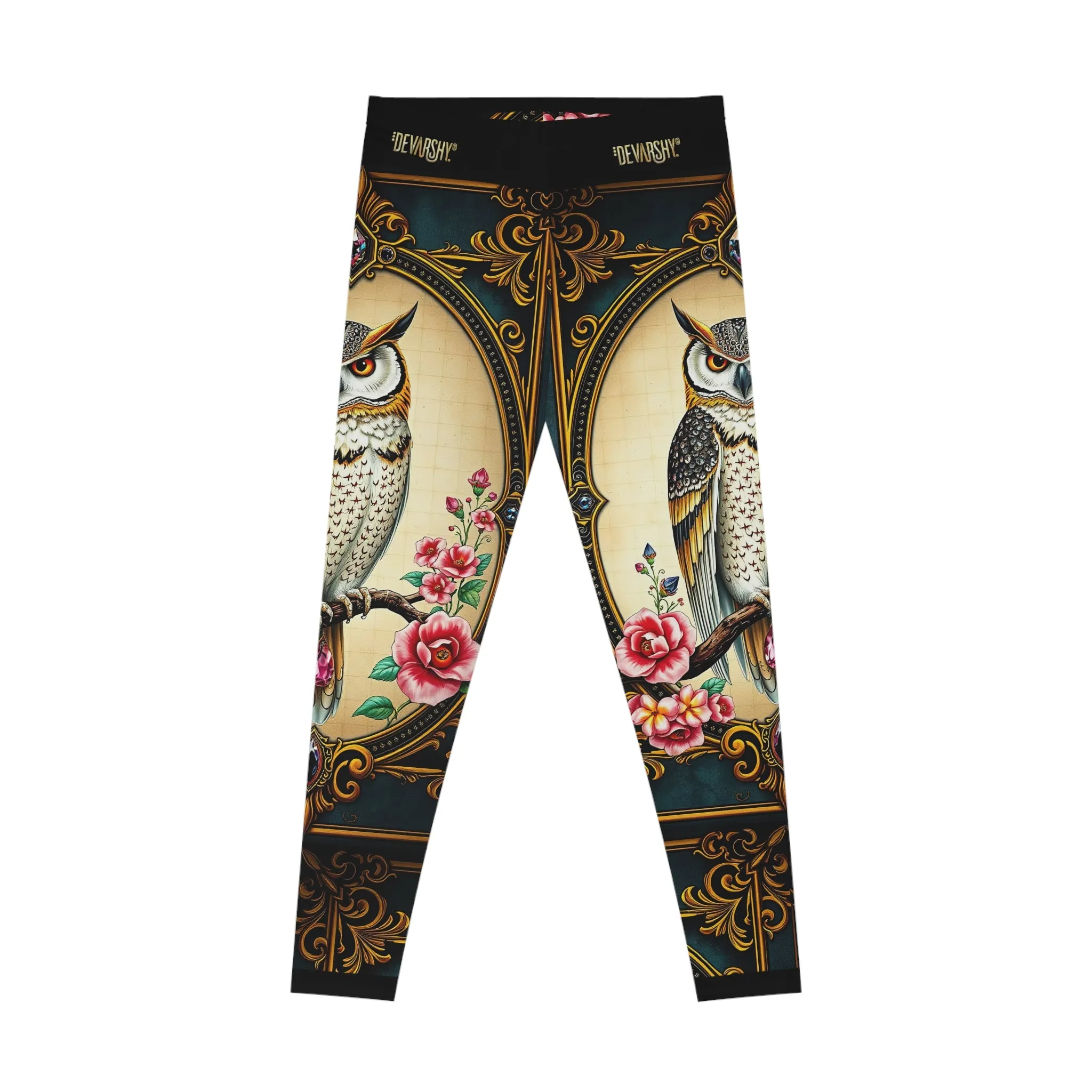 Baroque Owl Leggings Women Casual Wear Spandex Leggings Owl Printed Leggings Women Lounge Wear | X3493