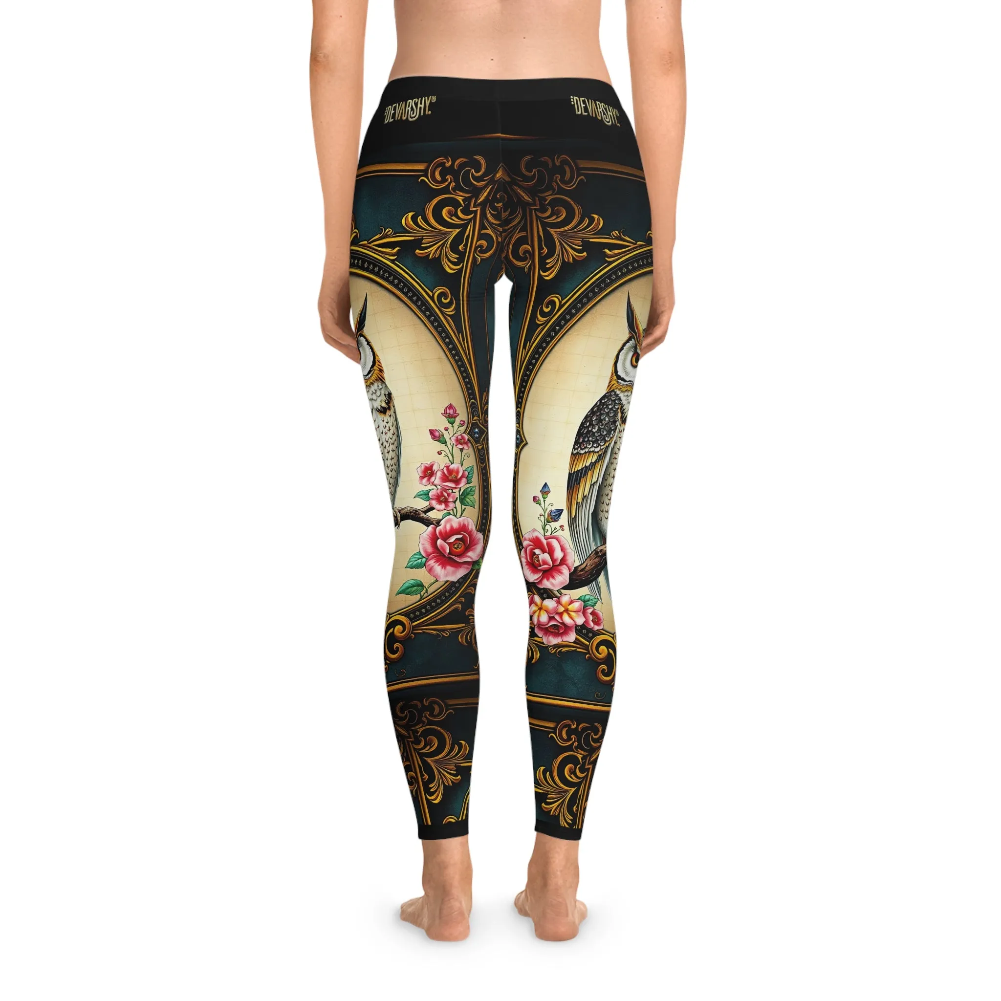 Baroque Owl Leggings Women Casual Wear Spandex Leggings Owl Printed Leggings Women Lounge Wear | X3493