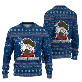 Baxter Clan Christmas Family Ugly Sweater with Funny Gnome Playing Bagpipes