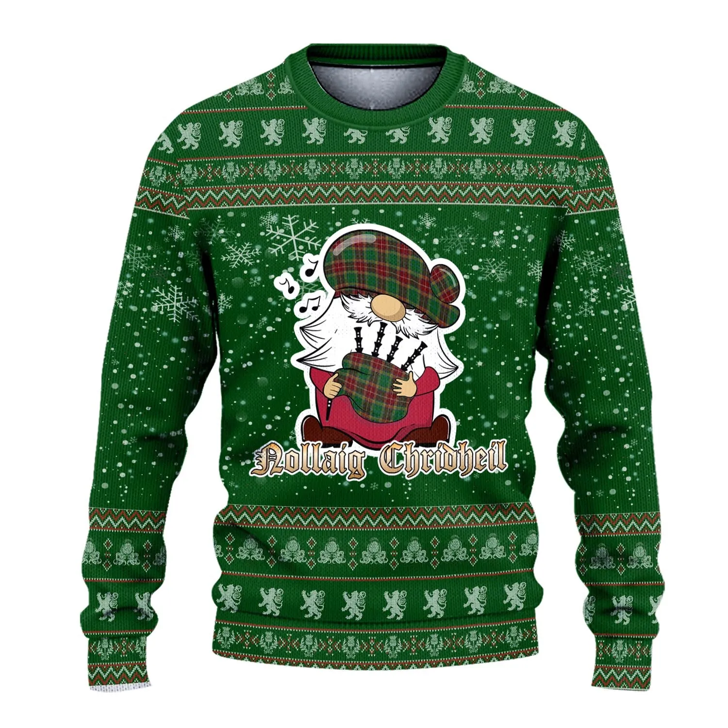 Baxter Clan Christmas Family Ugly Sweater with Funny Gnome Playing Bagpipes