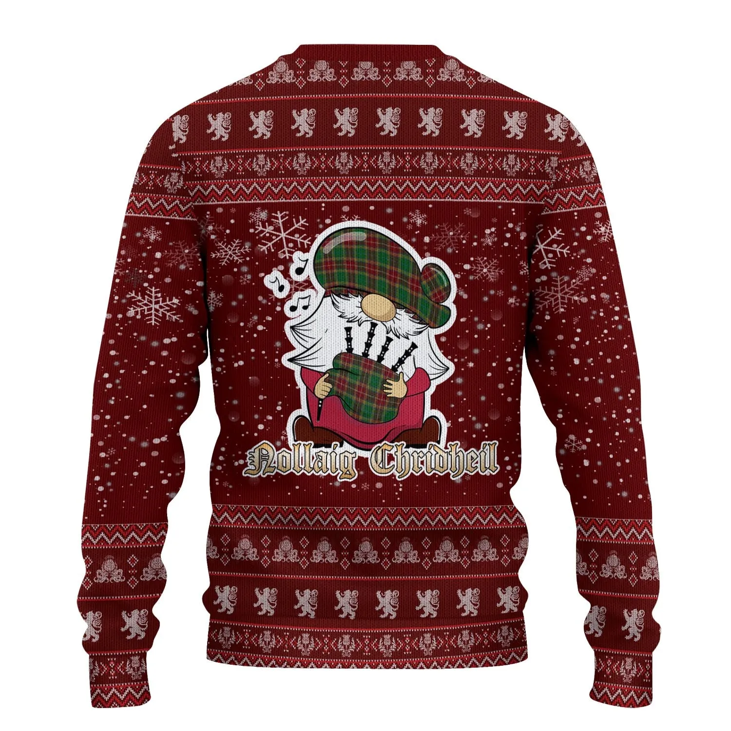 Baxter Clan Christmas Family Ugly Sweater with Funny Gnome Playing Bagpipes