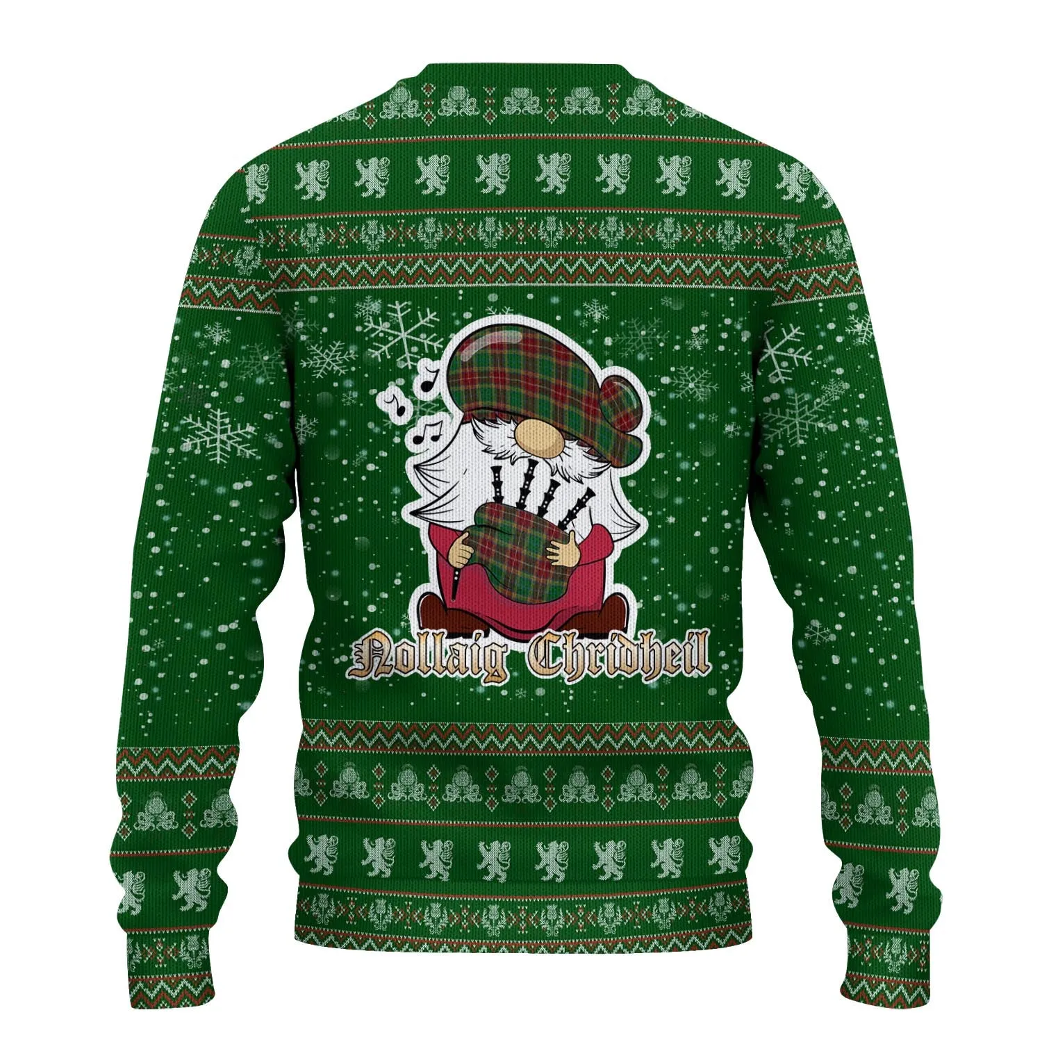 Baxter Clan Christmas Family Ugly Sweater with Funny Gnome Playing Bagpipes