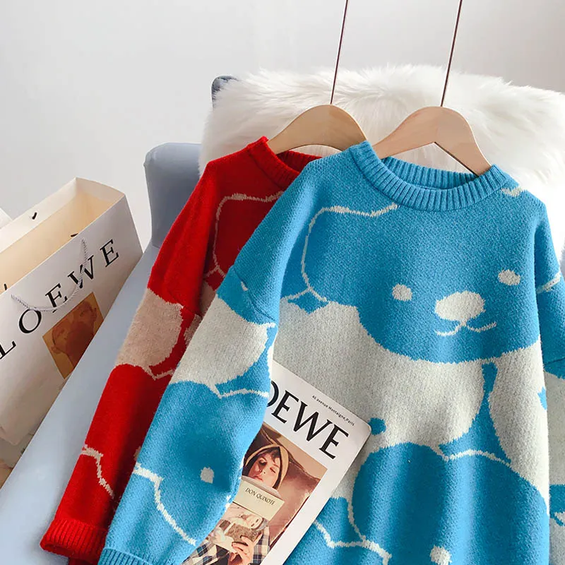 Bear sweater lazy wind sweater top  5003