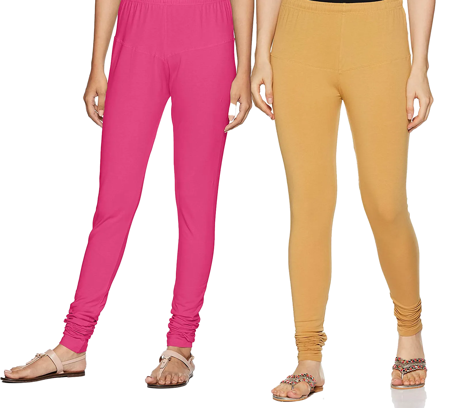 Beige and Pink churidar Leggings for Woman (Pack of 2)